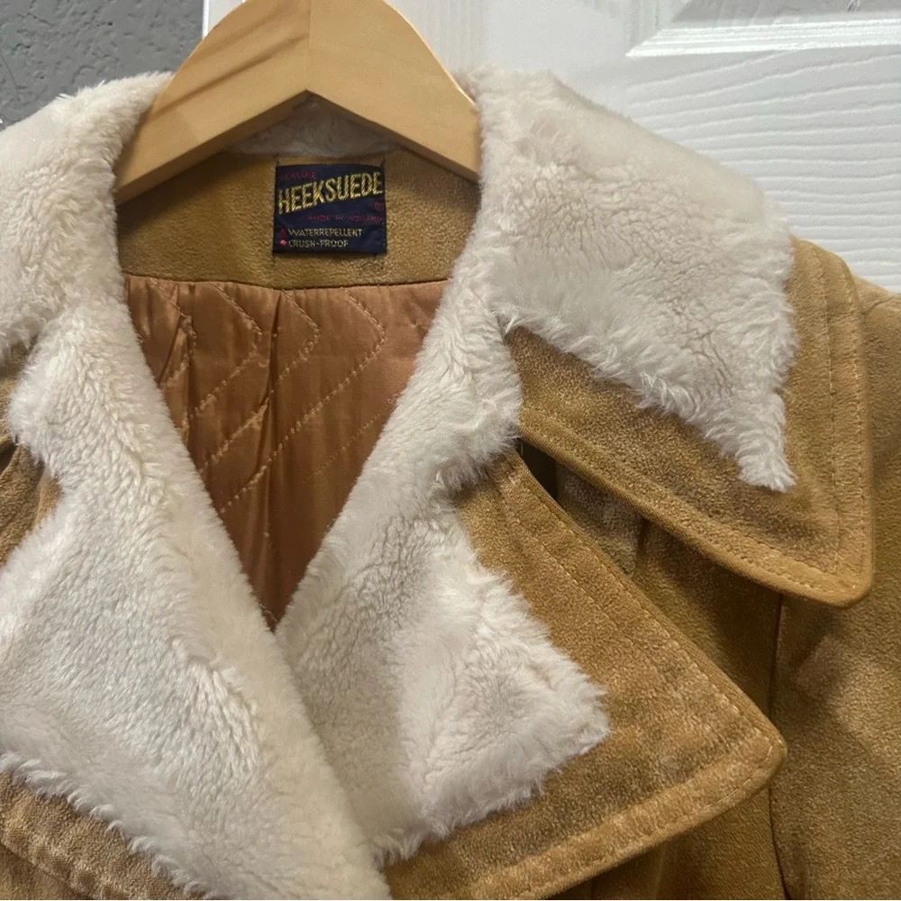 Vintage genuine Heeksuede brown jacket winter coat women’s size small medium - Picture 2 of 8